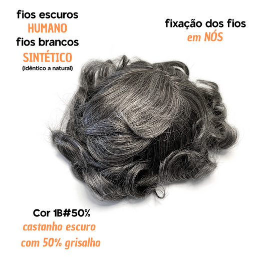 micropele #1B50 castanho escuro com 50% fios brancos